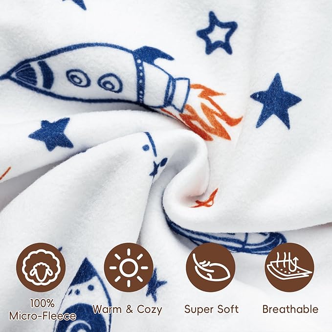 david's kids 3 Pack Warm Micro Fleece Baby Sleep Sack 18-24 Months, Soft Baby Wearable Blankets with 2-Way Zipper, Comfy Winter Sleeping Bags for Toddler Boys Girls Neutral, X-Large Size, Space