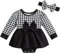 Giraropa Baby Girl Fall Winter Clothes Long Sleeve Romper Dress + Socks + Headband Newborn Infant Cute Casual Outfits
