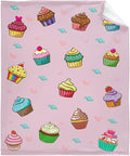 Thuswarm Cupcake Candy Pink Flannel Throw Blanket Warm Cozy Soft Funny Print Blankets for Bed Couch Sofa Room Decoration Gifts 120”×90” Extra Large for Family