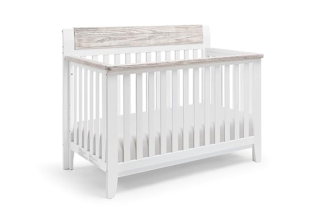Suite Bebe Hayes 4 in 1 Convertible Baby Crib, White and Wire Brushed Wood