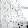 VISIONTEX White Sheer Curtains 63 Inch Length 2 Panels Set Grey Moroccan Embroidered Curtains Trellis French Textured Rod Pocket Voile Tulle Semi Window Drapes for Bedroom Living Room 54 x 63 Inches