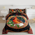 Feelyou Merry Christmas Comforter Set Twin Size Robin Bird Bedding Set for Kids Boys Girls Snowflake Duvet Quilt Winter Bedroom Decor Microfiber 2 Pcs with 1 Pillow Cases