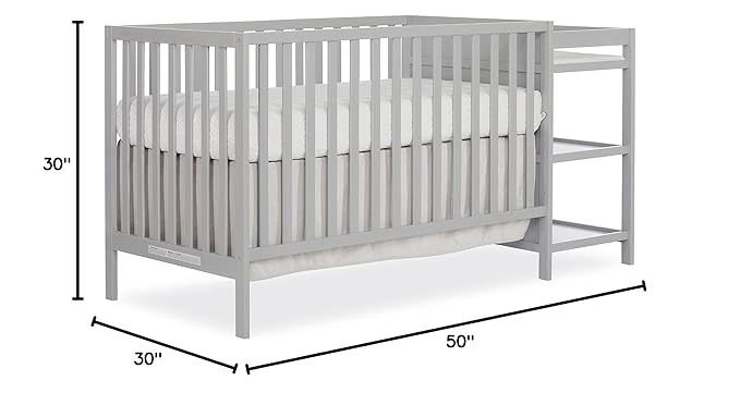 Dream On Me Synergy 3-in-1 Convertible Full-Size Baby Crib & Changer, Pebble Grey, Open Storage, GreenGuard Gold & JPMA, Pinewood, Convert to Day & Toddler Bed, 4 Mattress Heights, 1″ Changing Pad,