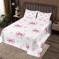 Pink Bow Princess Bedspread King Size,Bowknot Geometric Dots Toddler Coverlet Set,Girls Women Room Decor,Butterfly Knot Bow Tie Romantic Quilted Coverlet,White Simple Bedding Quilt,2 Pillowcases