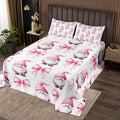 Pink Bowknot Kids Bedspread King Size,Cartoon Gnomes Tale Castle Toddler Coverlet Set,Girls Women Room Decor,Pink Bow Tie Knot Princess Quilted Coverlet,Cute Fashion Bedding Quilt,2 Pillowcases