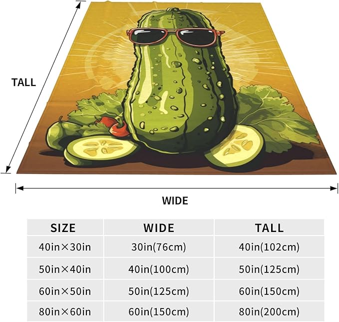 Funny Pickles Dill Blanket Gifts for Girls Women Flannel Throw Blankets for Home Couch Bed Sofa Soft Fuzzy Lightweight Decor All Season 80x60 Inches