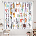 Kids Alphabet Curtains Cute Cartoon Animal Funny Educational Learning Curtain with Rod Pocket for Nursery Bedroom Playroom Home Decor Drapes Window Treatments 2 Panels Set 63" W X 63" L