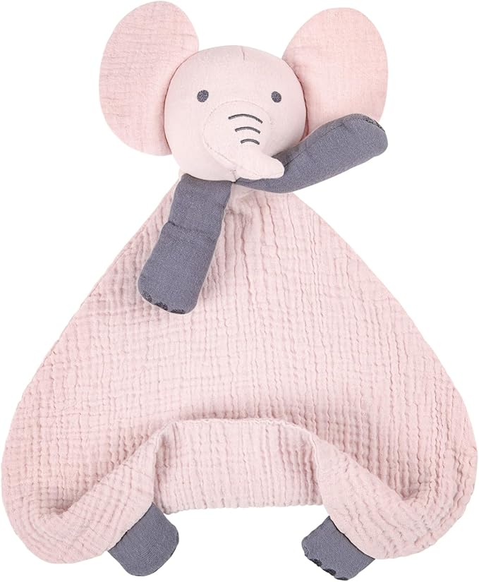 lulumoon Elephant Baby Security Blanket: Skin-Friendly Muslin Snuggle Lovey for Self-Soothe - Newborn Gift for Baby Shower
