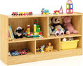 Costzon Toy Storage Organizer for Kids, 5-Section School Classroom Storage for Organizing Books Toys, Wooden Kids Bookshelf Daycare Furniture for Preschool, Playroom, Nursery, Kindergarten (Burlywood)