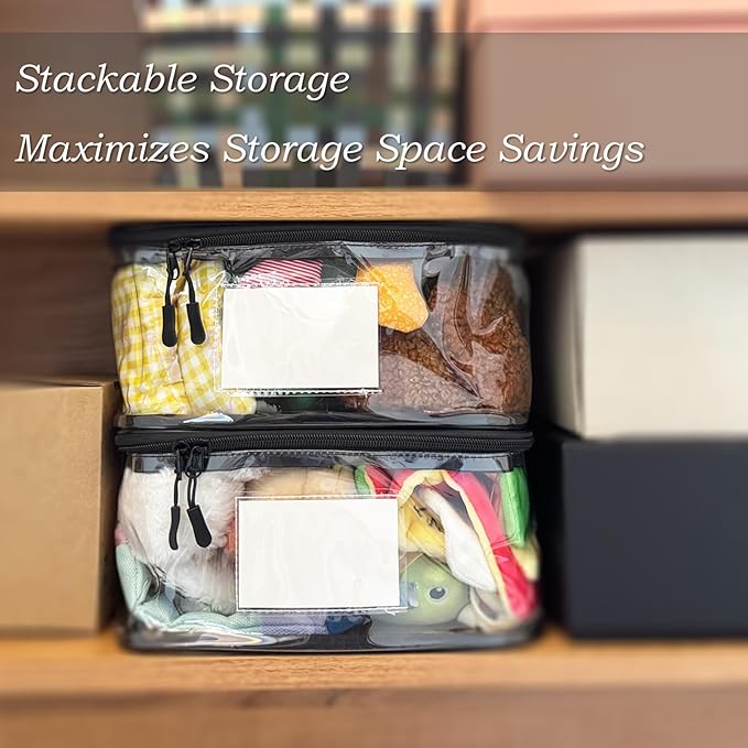 Upgraded Large Toy Storage Organizer, Clear Toy Storage Bags with Label & Manual Pocket for Puzzles, etc. (8PCS)