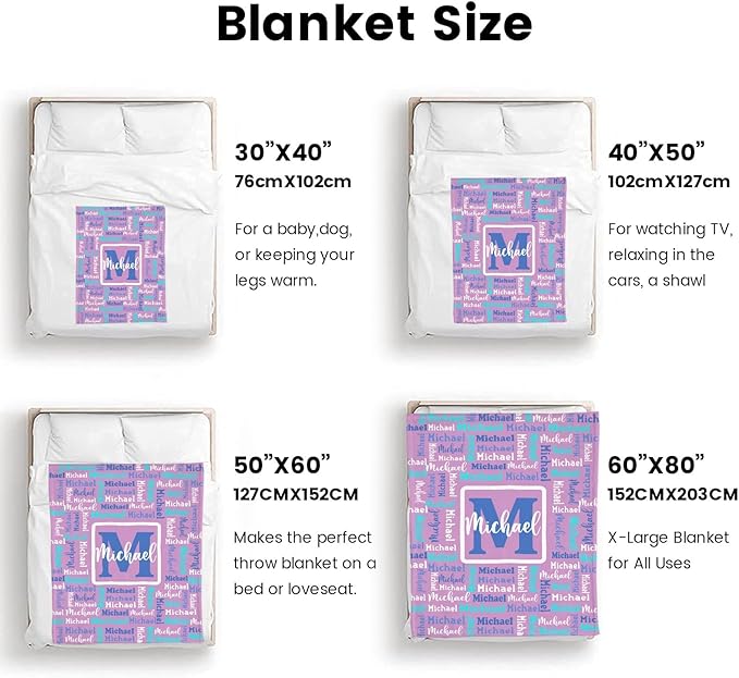 Dr.TOUGH Name Blanket Personalized Blanket for Adult Kids Flannel Customized Personalized Blankets and Throws