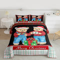 Feelyou Merry Christmas Bedding Set Soft for Boys Girls, Cute Bear Comforter Set Twin Size Duvet Quilt Microfiber Winter Bedroom Decor 2 Pcs with 1 Pillow Cases