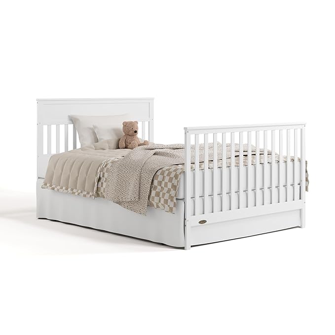 Graco Shiloh 5-in-1 Convertible Crib with Drawer – GREENGUARD Gold Certified Baby Crib Crafted from Wood, Converts to Toddler Bed, Daybed, and Full-Size Bed, White