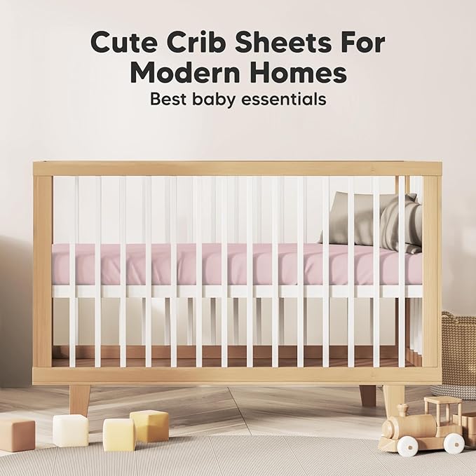KeaBabies 2-Pack Organic Crib Sheets for Boys, Girls - 52x28 Fitted Crib Mattress Sheet Neutral, Breathable Jersey Cotton Cover for Baby Bed, Toddler Mattress, Soft & Cute Prints (Pastel)