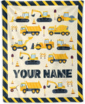 Custom Construction Blanket for Boys Girls - 40" x 50" Inches Construction Throw Blanket Gift for Kids - Flannel Warm Soft Throw for Crib, Couch, Sofa