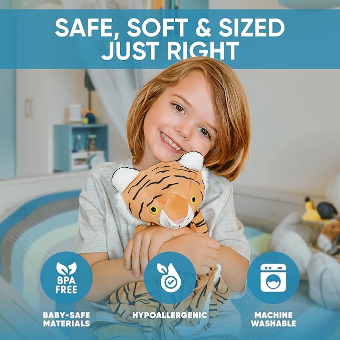 4-in-1 Sound Machine, Baby Lovey, Blanket - White Noise & Lullaby Plush Tiger - Calms & Reduces Wakeups, Helps Toddler Sleep Longer - Proven Sleep Aid -Musical BPA-Free, Machine Washable Newborn Gift