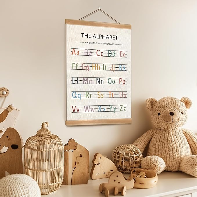 ZTGDA Alphabet Numbers Poster Set of 2, Children's room Wall Art, ABC Banner Poster, Letter Banner Wall Hanging Decor for Toddler Room Playroom Nursery Wall Classroom Decor (Alphabet Numbers)