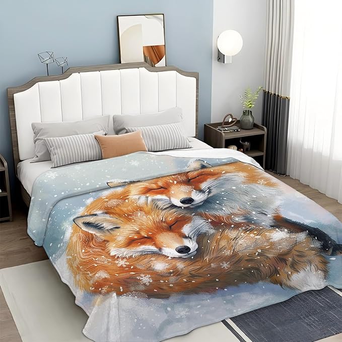 Tijuboni Fox Throw Blanket Fox Gifts for Girls Boys Women Men Kids Adults Soft Flannel Fleece Blanket for Couch Sofa Bed Home Decor 40"x50"
