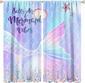 Fantasy Mermaid Curtain Colorful Rainbow Fish Tail Ocean Theme Beautiful Kids Window Treatment for Girls Bedroom Nursery Room Decor Rod Pocket Window Drapes 42x54in