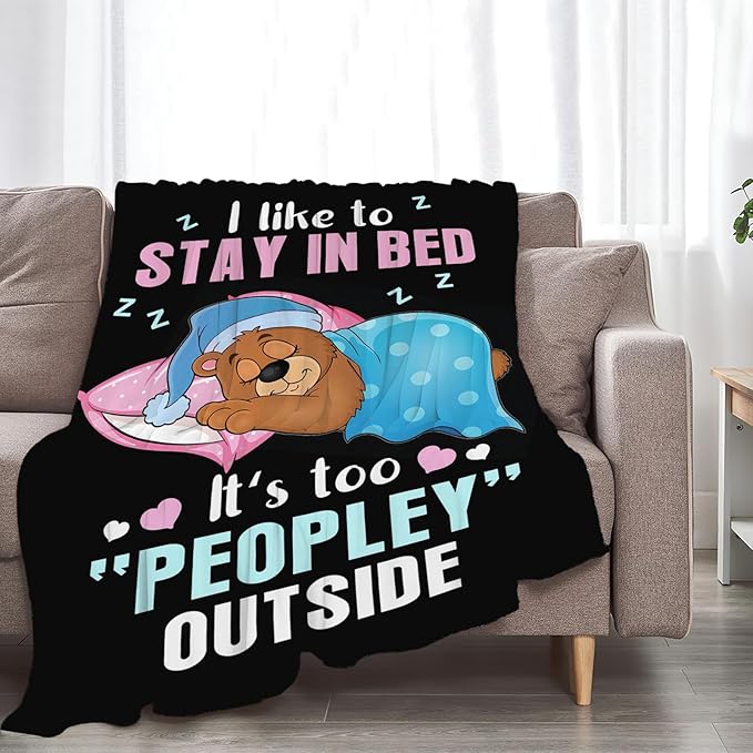 Funny Bear Throw Blanket Bear Gifts for Girls Boys Women Men Kids Adults Soft Flannel Fleece Blanket for Couch Sofa Bed Home Decor 60"x80"