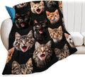 Funny Cats Throw Blanket - Soft, Warm, Cozy Fleece for Couch, Sofa, Bed - 50"x40" for Girls, Boys, Women, Men, Kids, Adults