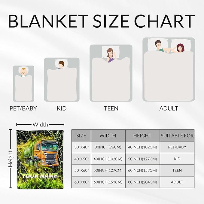 Boys Blanket Gifts Custom Garbage Truck Blankets for Toddler, Kids - Warm Lightweight Flannel Throws Stuff for Couch, Sofa & Living Room
