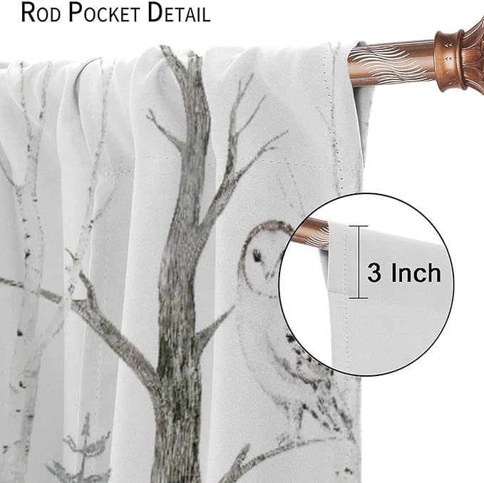 Watercolor Woodland Animal Curtains, Wildlife Bear Farmhouse Lodge Cabin Squirrel Owl Hedgehog Fox Blackout Rod Pocket Windows Door Curtain for Bedroom Living Room Home Decor 52x84in
