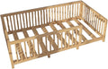 Montessori Floor Bed with Slats for Toddler 54.3'' x 75.2'' Full Size | Pine Wood Natural Solid Frame Bed | Sturdy Design Floor Bed Frame for Boy and Girls (Full, Height : 19 Inches)