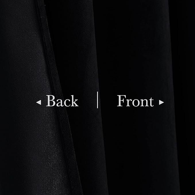 StangH Black Blackout Velvet Curtains for Sliding Door, Extra Wide Thermal Insulated Privacy Drapes Back Tab Heavy Window Panels for Home Theater Studio, W62 x L96, 2 Panels