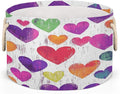 Colorful Hearts Pattern Round Storage Basket for Laundry & Toys, Lightweight Fabric Laundry Hamper with Handles, Foldable Large Organizer Bin for Bedroom Bathroom Nursery Dorm