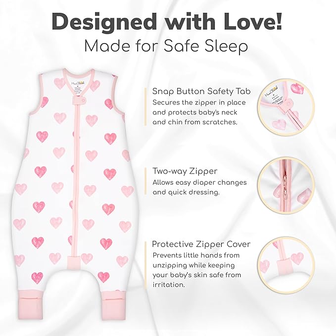 Mama Cheetah Toddler Sleep Sack with Feet 3T - 4T, 2.5 TOG Organic Cotton Baby Sleeping Bag with Legs, Baby Wearable Blankets for Walkers w/ 2-Way Zipper, Baby Sleep Sack for Girls & Boys, Large