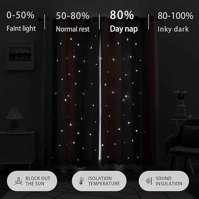 XiDi 90 Inches Curtains for Girls Bedroom 2 Panels Set, Grey and Pink Blackout Rainbow Grommet Curtains for Kids Room Decor, Unicorn Wall Decals Drapes for Little Girl Nursery Room 34 Inches Wide