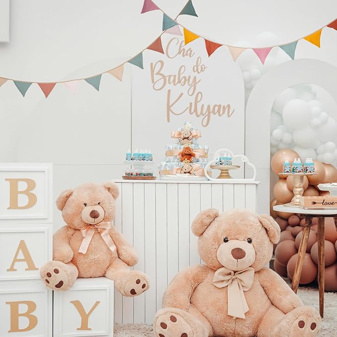 Fabric Bunting Banner, 2 Pack Handmade Neutral String Banner Each 8.5 ft 10 Flags Nursery Wall Hanging Wedding Birthday Home Baby Shower Party Decoration Bunting (Light Candy)
