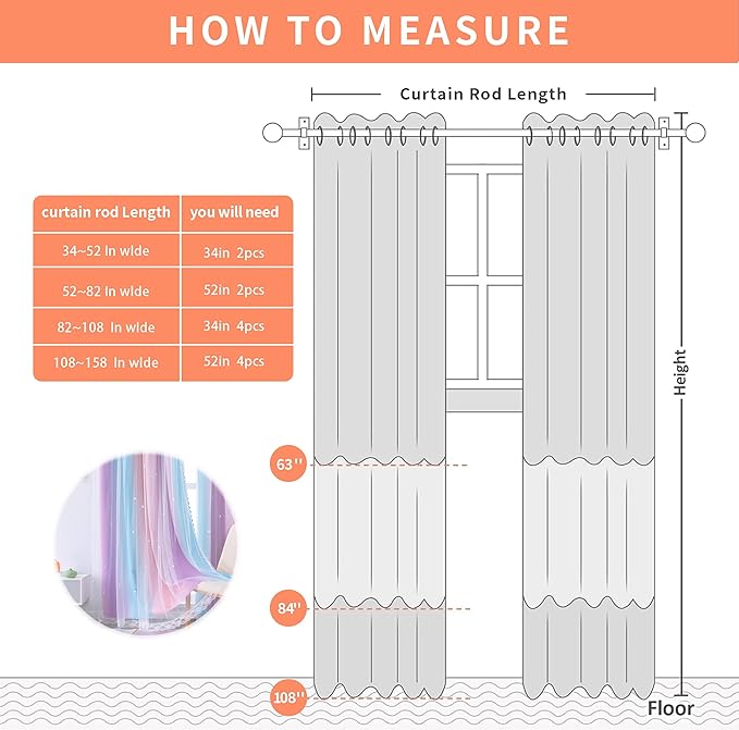 XiDi Blackout Curtains for Girls Bedroom Decor 63 inches Long Window Curtains Colorful Rainbow Design 2 Panel Sets, Kids Room Unicorn Princess Theme Home Decor Ombre Drapes Pink/Purple W34 X L63