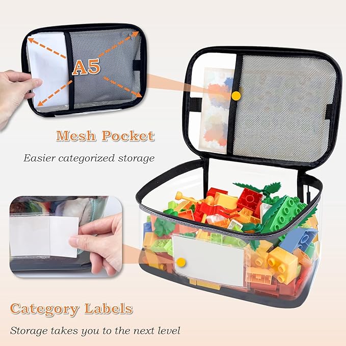 Upgraded Large Toy Storage Organizer, Clear Toy Storage Bags with Label & Manual Pocket for Puzzles, etc. (8PCS)