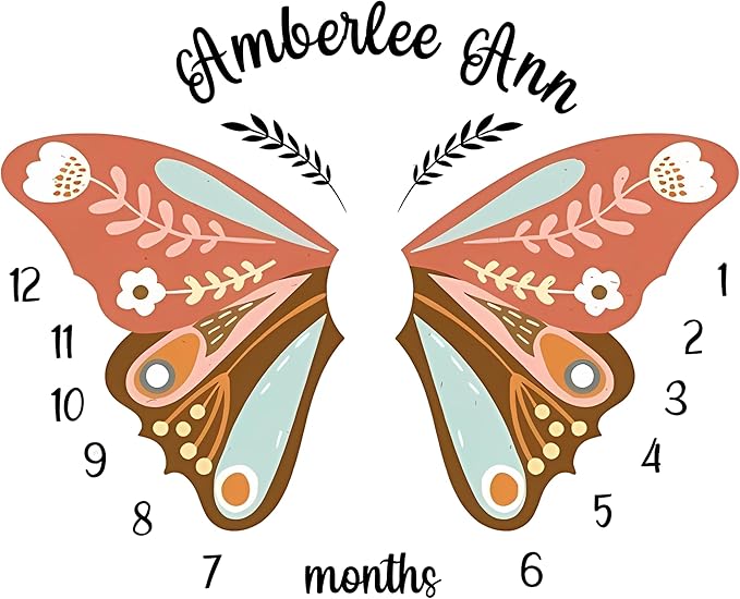 OLIVE OLIVIA Personalized Monthly Baby Milestone Blanket, Baby Months Blanket, Perfect Custom Newborn Gifts,50"x60"