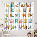 Kids Alphabet Curtains Educational Baby Cartoon Animals Colorful Cute Curtain with Rod Pocket for Nursery Living Room Home Decor Drapes Window Treatments 2 Panels Set 42x45 Inch