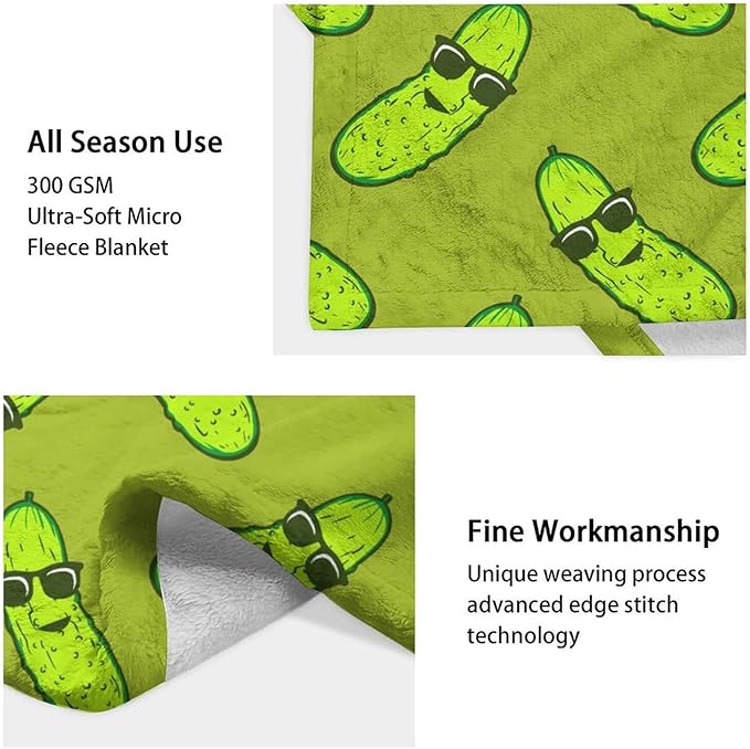 Pickle Throw Blanket for Girls Boys - 40x50 Inches Crib Size - Soft Fluffy Cozy Blankets Gift - Green Funny Blanket Throws for Travel, Office