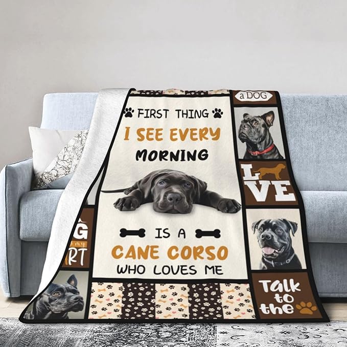 Cane Corso Blanket Cane Corso Decor Throw Blanket Super Soft Flannel Lightweight Fluffy Plush Fuzzy Fleece Stuff Blanket Gifts for Dog Lover Girl Woman Adults Man Boys Kids for Bedding Sofa 60"X80"