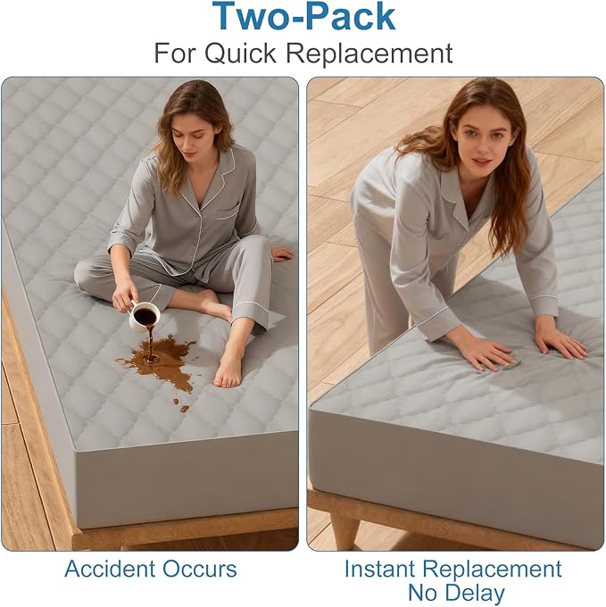 2Pack Waterproof Crib Sheets- Cotton 24X38 Fitted Crib Sheets Crib Mattress Protector Sheets,Soft Bed Sheets,Washable Little Bed Sheets (Gray, 24 * 38inch)