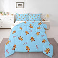jejeloiu Kids Cute Gingerbread Man Comforter Set Twin Size Christmas Theme Bedding Set for Boys Girls Teens Xmas Candy Cane Happy New Year Duvet Quilt Room Decor