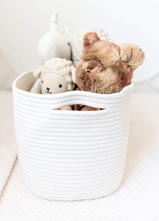 OrganiHaus Set of 3 Off-White Woven Storage Baskets for Shelves, Decorative Organizer Bins for Closet, Bathroom & Living Room, Multipurpose Home Organization Baskets, Toy Storage Basket - 15x9x10 in