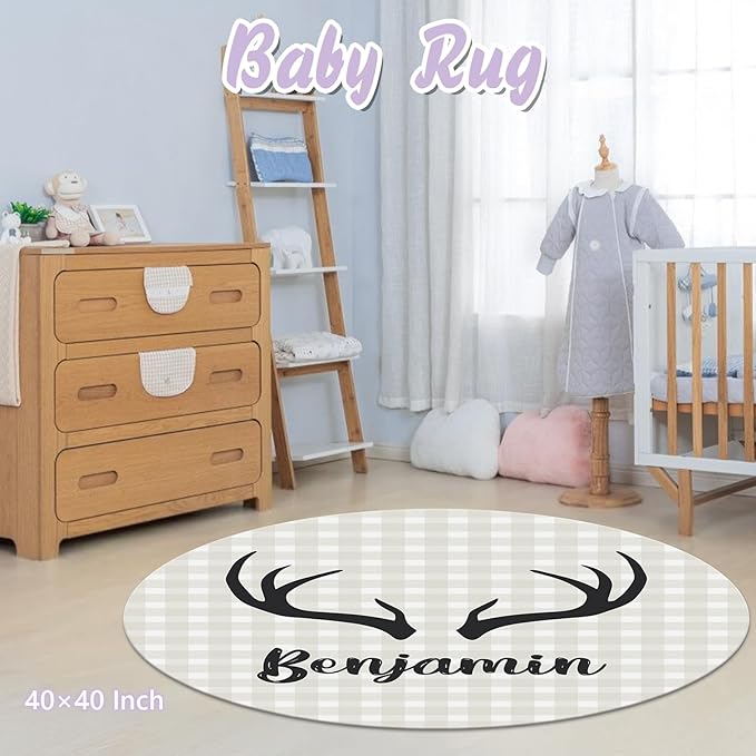 Personalized Baby Crib Bedding Set, 5 Pcs Custom Name Nursery Bedding Set for Girls Boys, Woodland Deer Baby Crib Set for Toddlers Infants, Double Layer Bedding Crib Sets Customized Gifts
