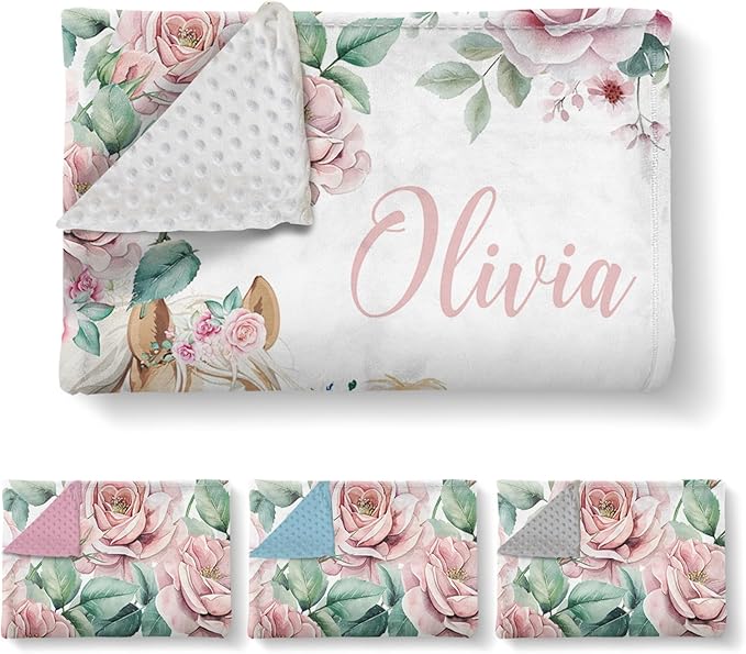 Personalized Baby Blankets for Boys Girls, Custom Baby Blanket with Name, Farm Animals Blanket Personalized, Receiving Swaddle Blanket Suitable for Infants & Toddler, (60" x80)