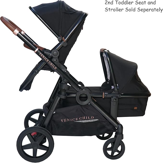 Venice Child Maverick Infant Bassinet for Single to Double Stroller (Not Included) with Cell Phone Side Pocket and Sun Guard Canopy, Eclipse
