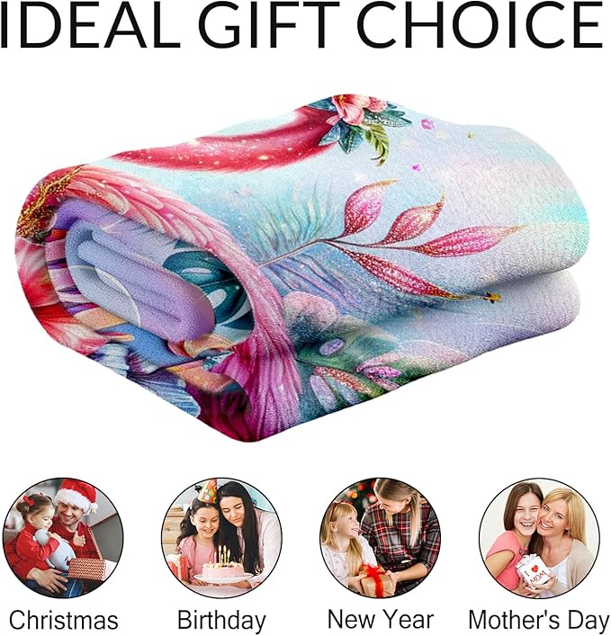 Custom Kids Blanket for Toddler - Girls Throw for Flamingo Lovers - Soft Warm Blankets Stuff for Bed, Living Room