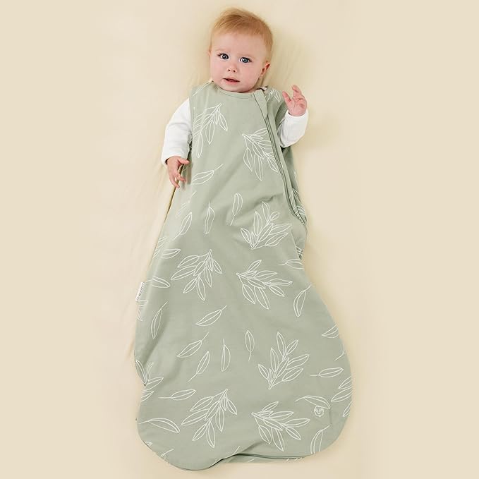 Woolino Merino Wool and Organic Cotton Baby Sleeping Bag - 4 Season Classic Sleep Sack - Two-Way Zipper Sleeping Bag for Baby and Toddler - 18-36 Months - Sage