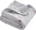 NTBAY 4 Layer Muslin Cotton Blanket, 30x40 Soft and Breathable Receiving for Newborns and Infants, Perfect for Crib, Stroller, Travel, Lightweight Nursery Blanket, Striped Dog