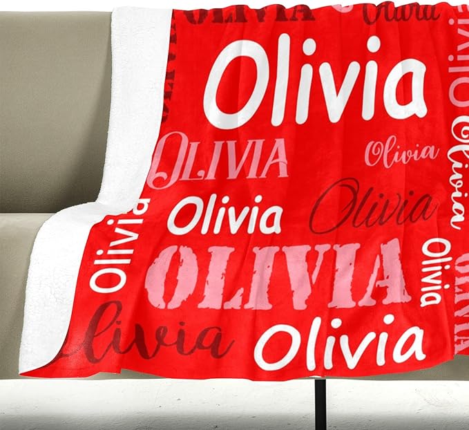 Gudina Personalized Name Blankets and Throws, Custom Blanket with Name, Personalized Christmas Blanket Gifts for Women Men