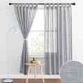 RYB HOME Semi Sheer Curtains - Linen Textured Sheer Privacy Protect Light Glare Filtering Window Curtains for Bedroom Bathroom, W 52 x L 72 inches, 1 Pair, Grey